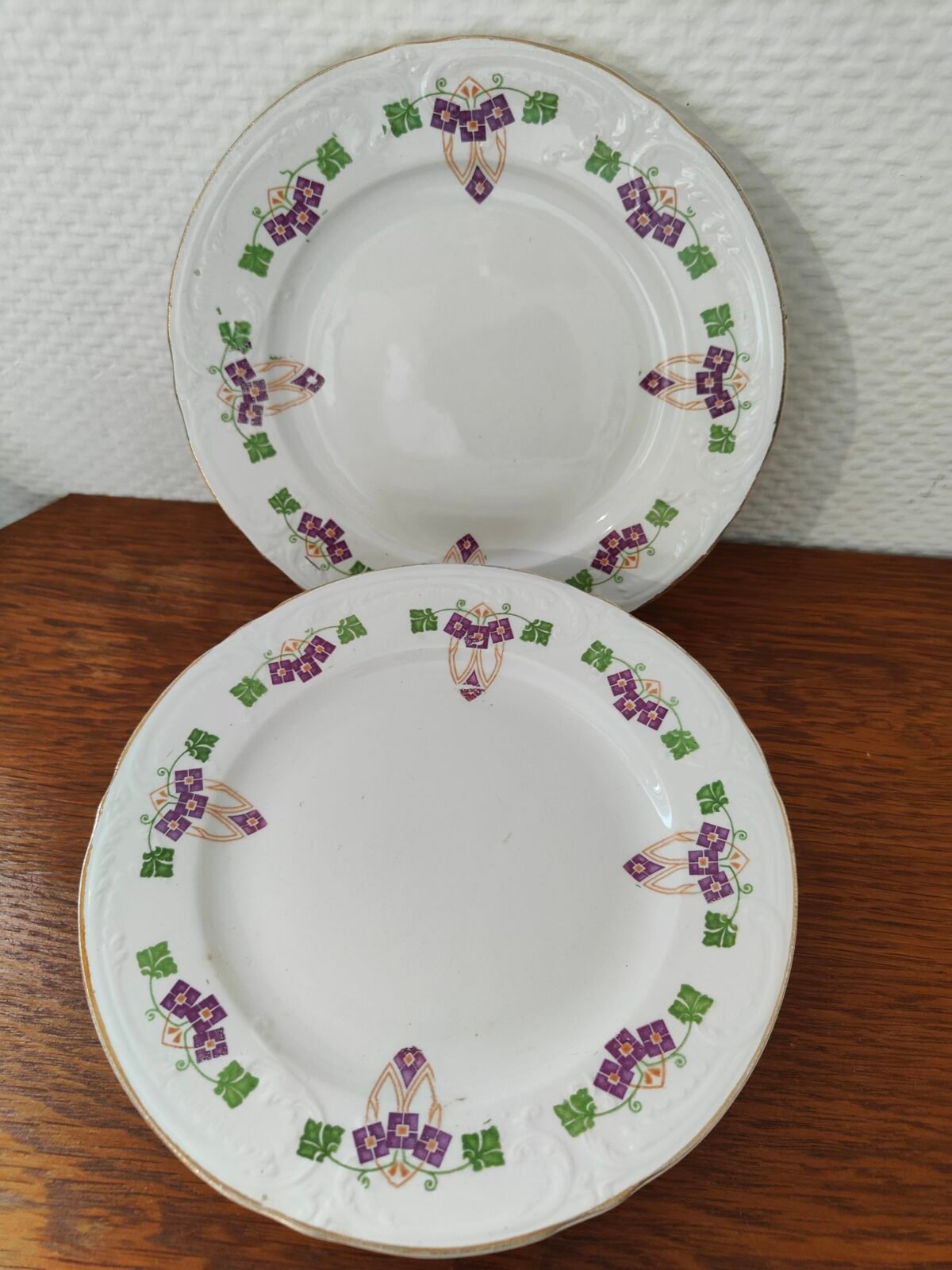 assiettes dessert vintage St Amand faience fleurie