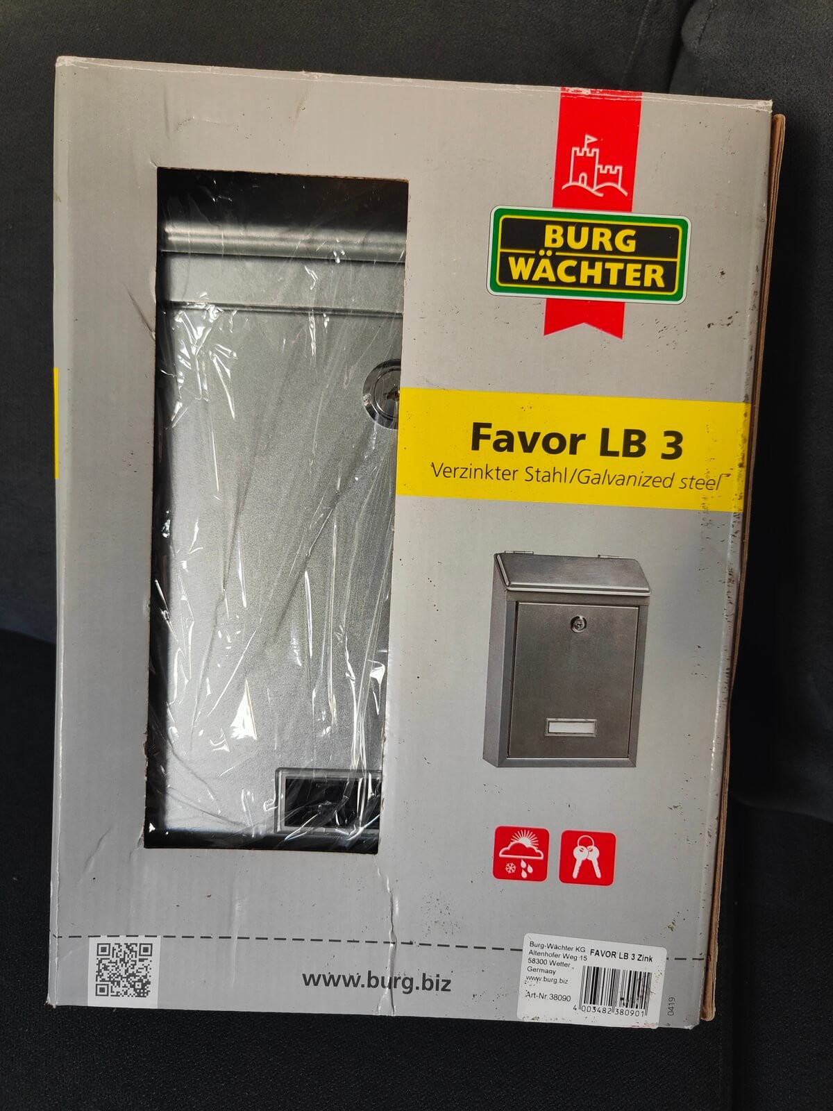 boite aux lettres burg wachter acier galvanise gris