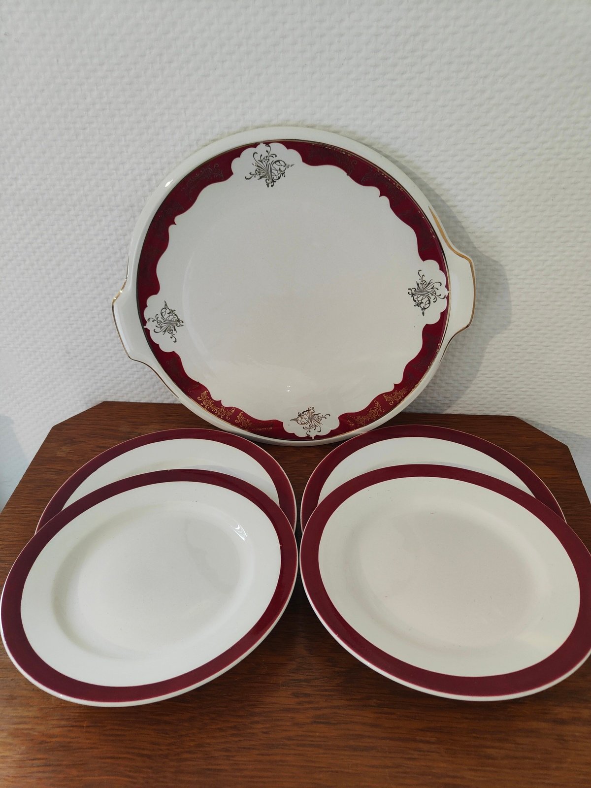 service à tarte Digoin Sarreguemines vintage assiettes et plat