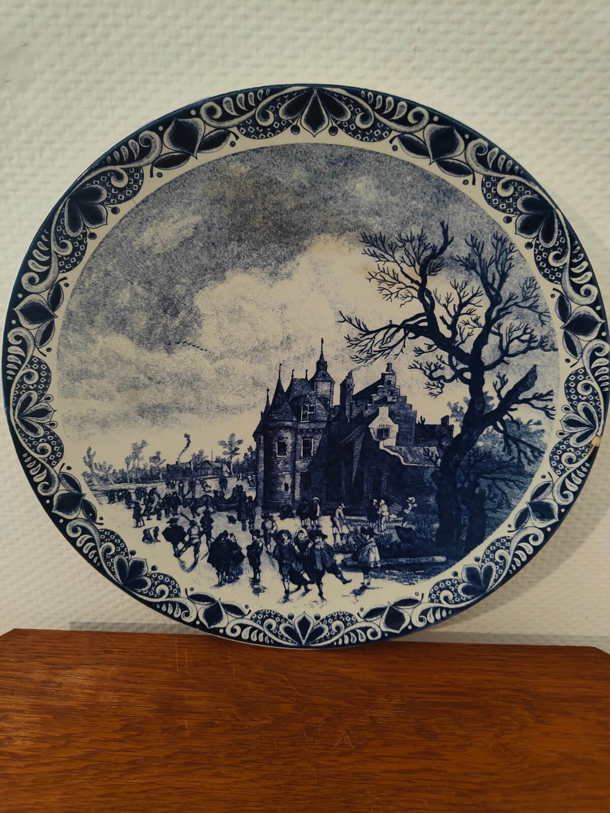 assiette murale vintage Delft faience bleue blanche occasion
