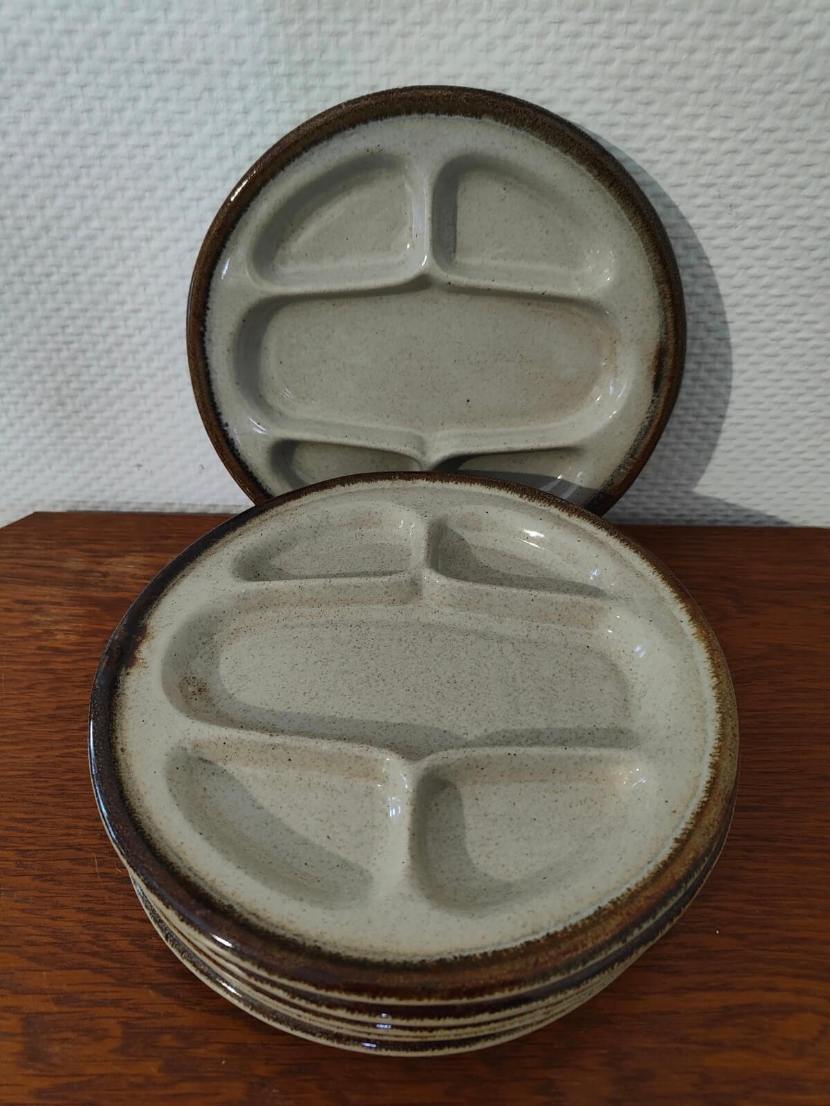 lot assiettes fondue bourguignonne grès vintage occasion