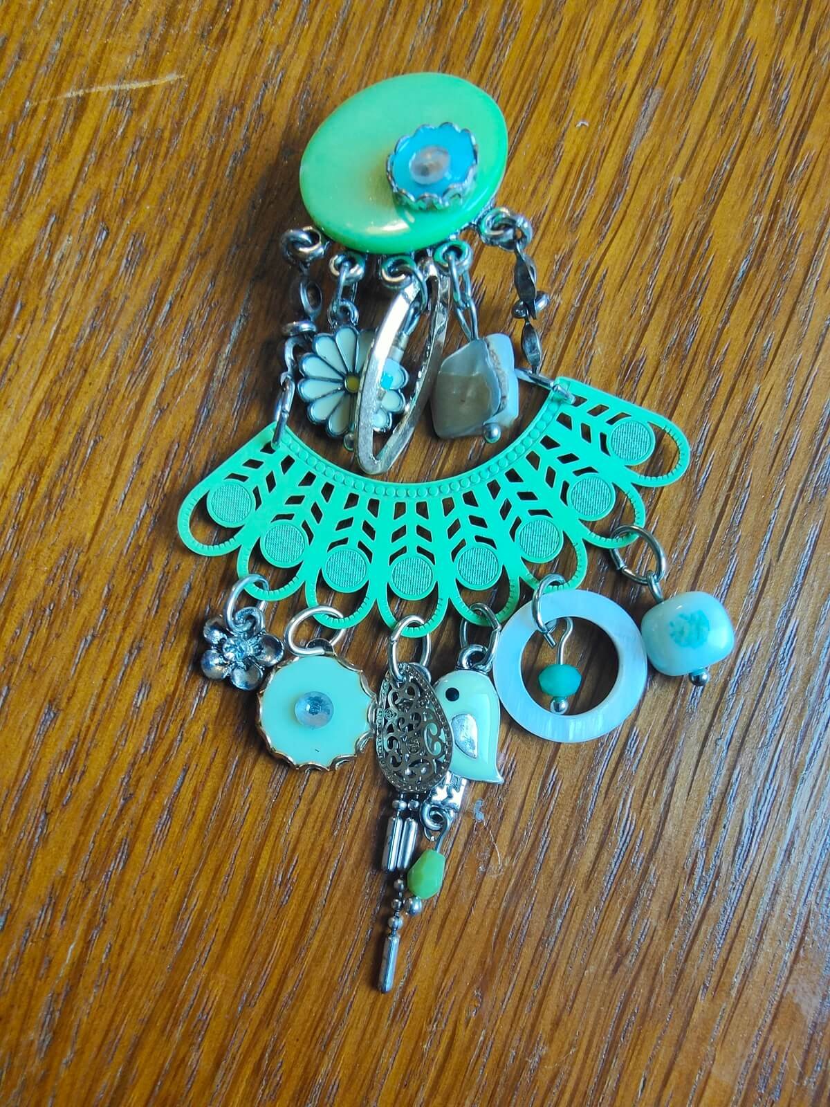 bijou fantaisie turquoise nacre seconde main style bohème