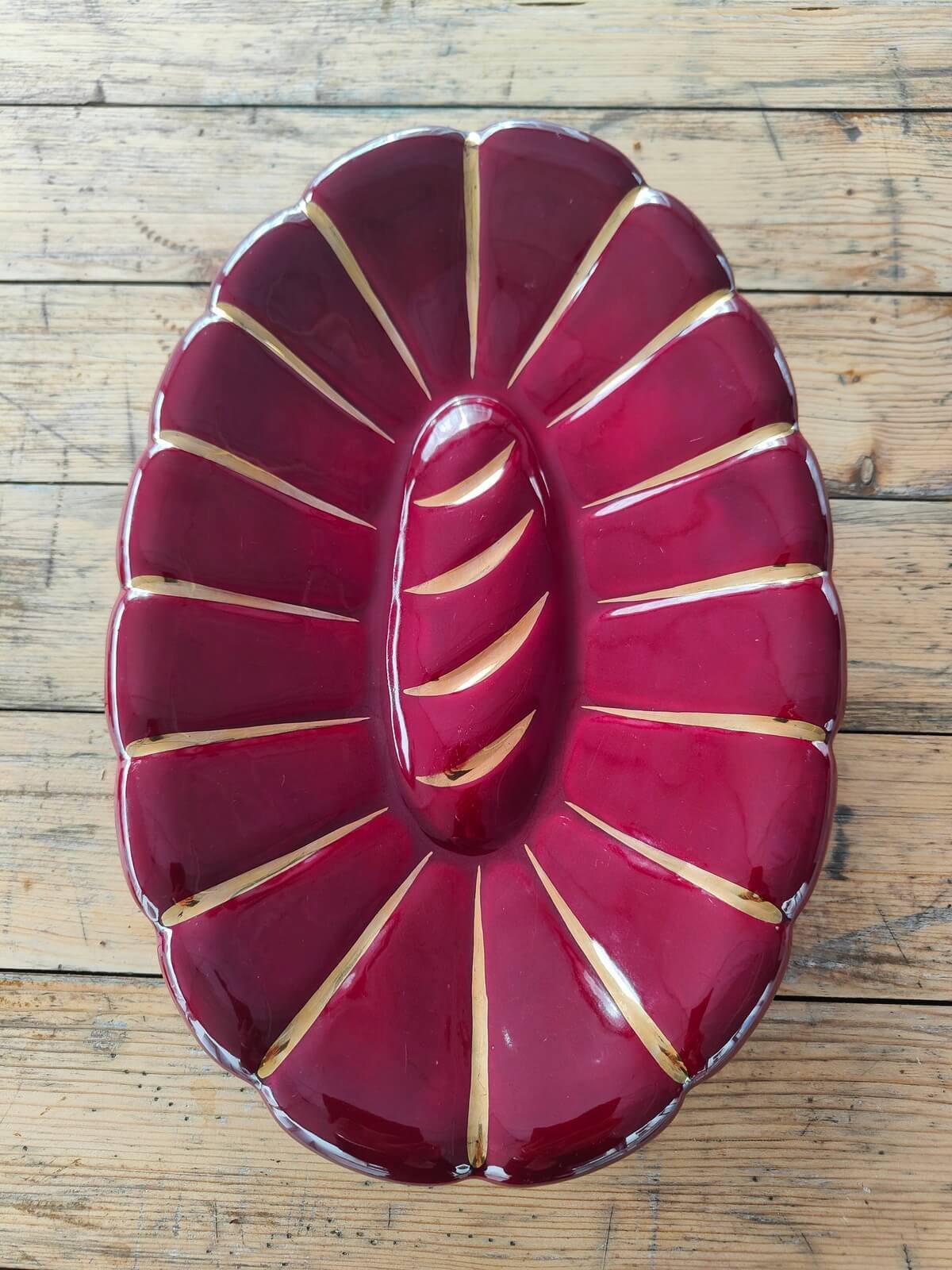 coupelle céramique vintage bordeaux et or en bon état