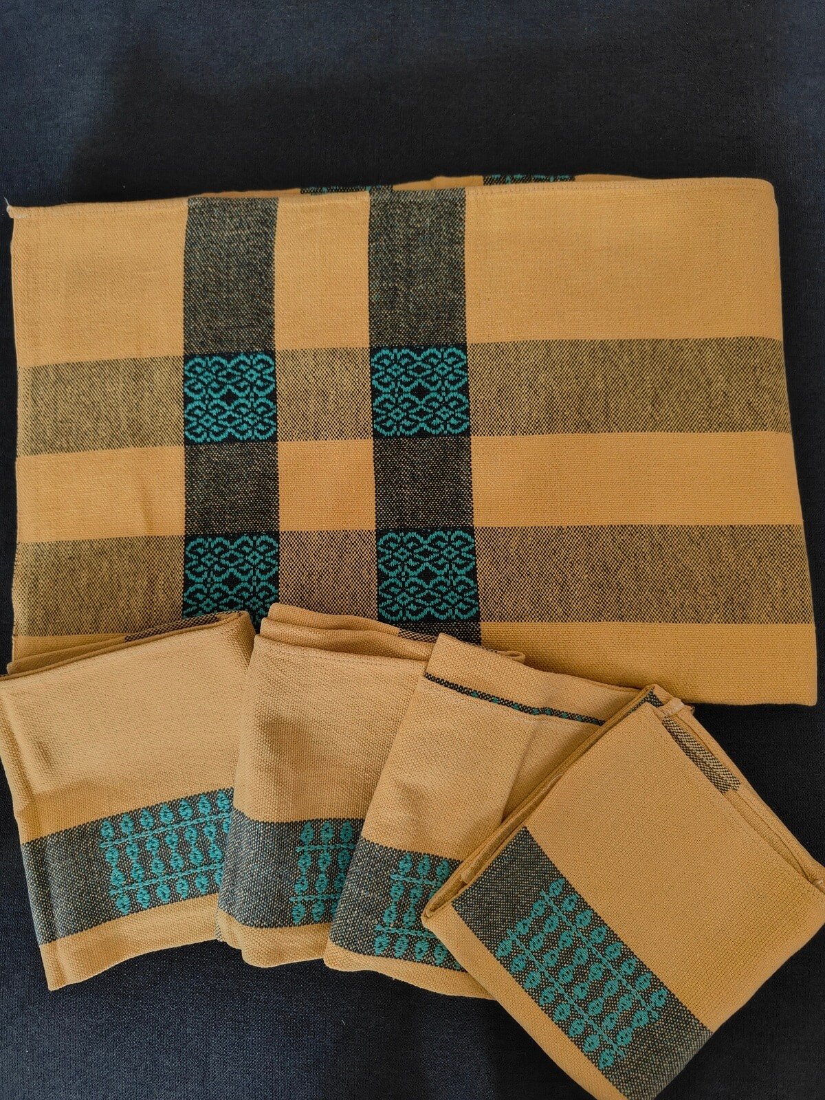 détail tissu coton nappe vintage occasion bon état