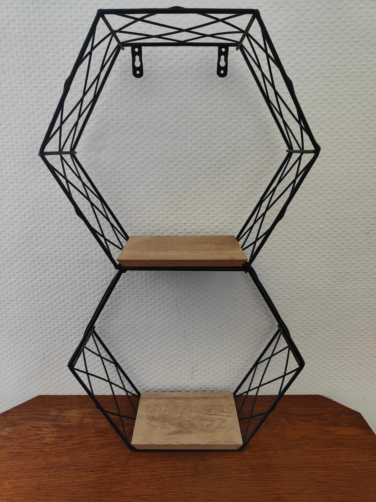 étagère hexagonale bois métal noir occasion déco murale moderne