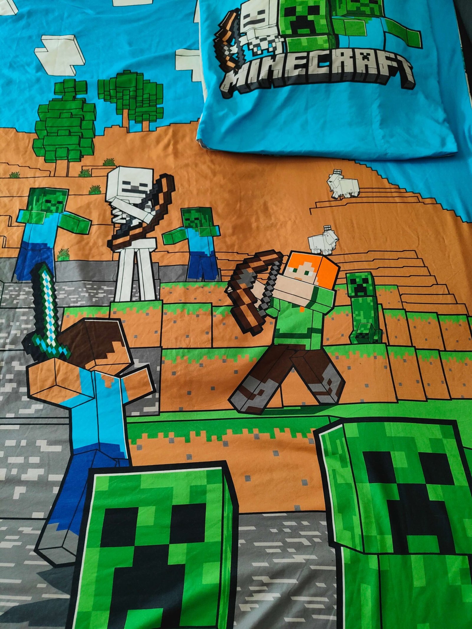 housse de couette minecraft occasion avec taie assortie seconde main