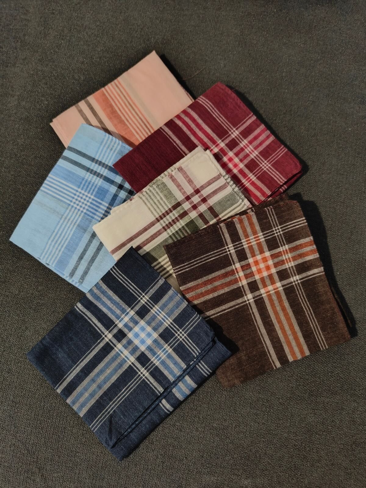 lot de mouchoirs homme coton occasion motifs carreaux rayures