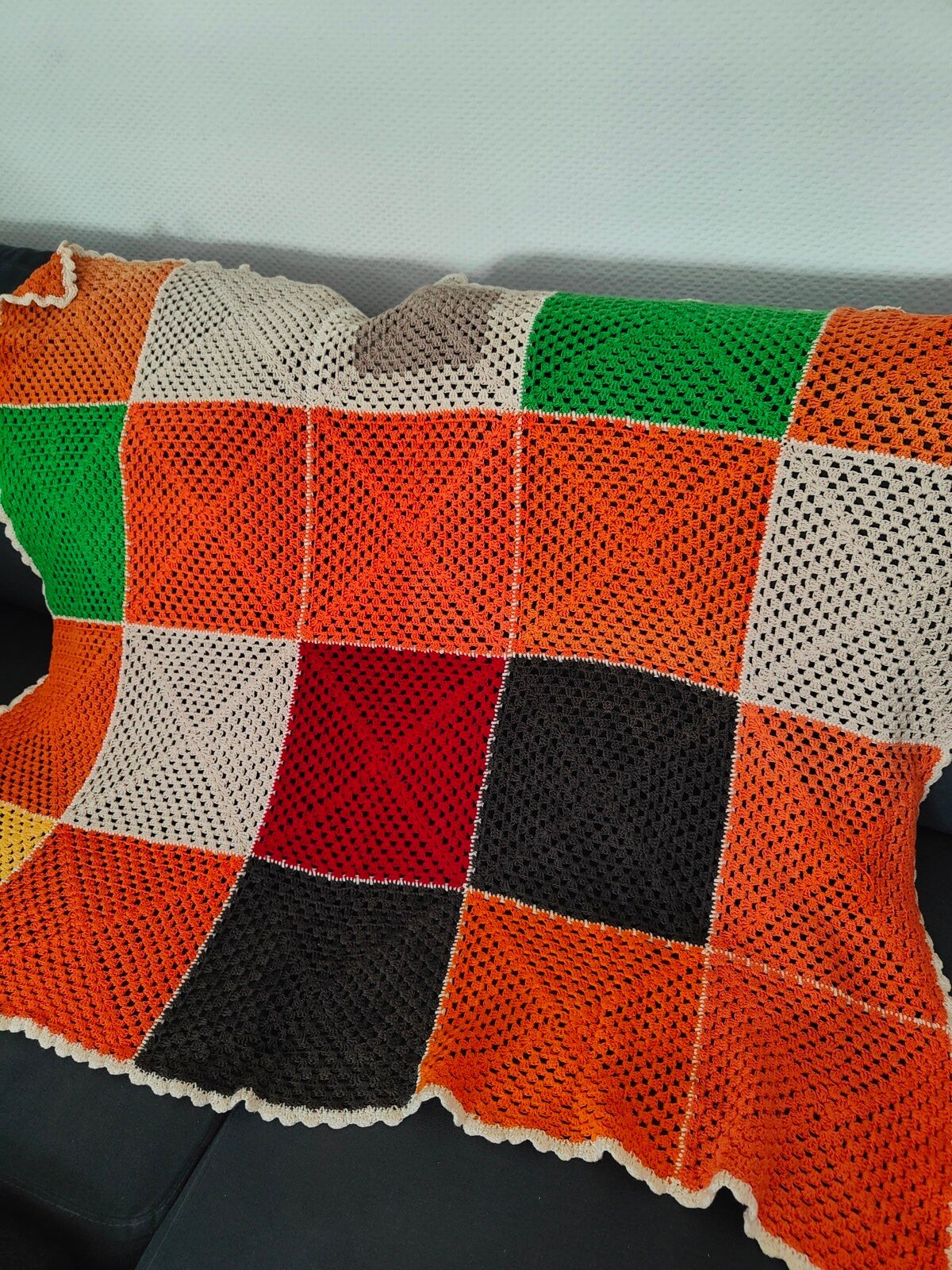 plaid vintage sur canape déco bohème occasion