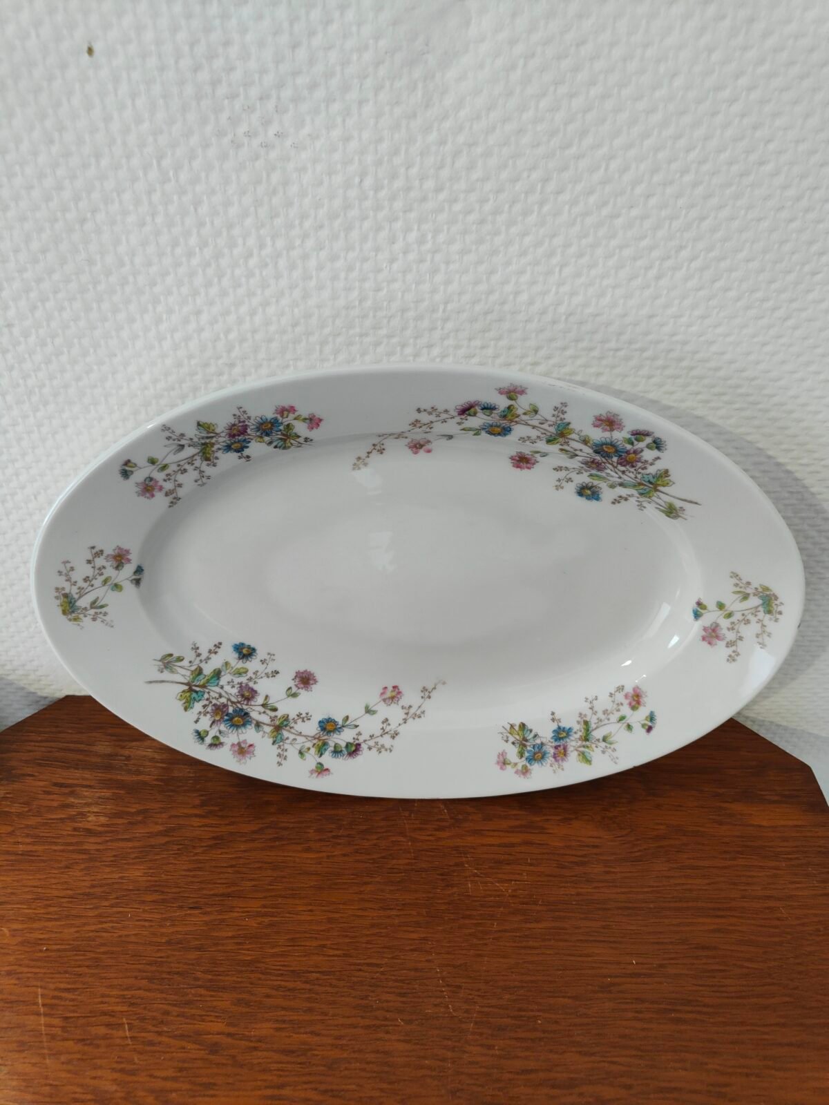 plat de service ancien Emile Bourgeois Paris fleuri