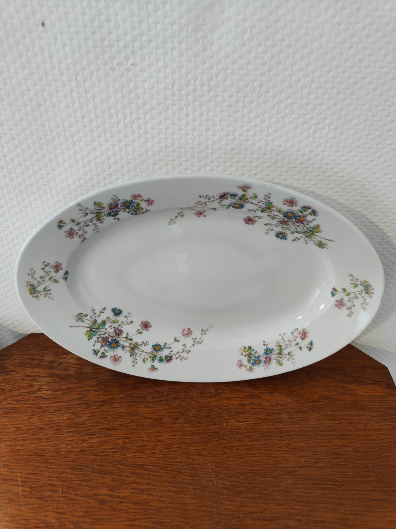 plat de service ancien Emile Bourgeois Paris fleuri