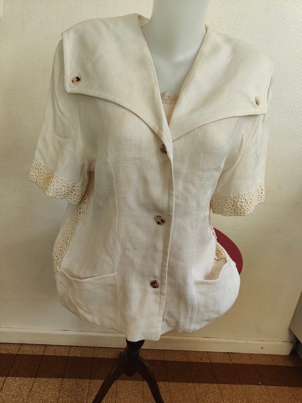 poches avant veste lin femme occasion