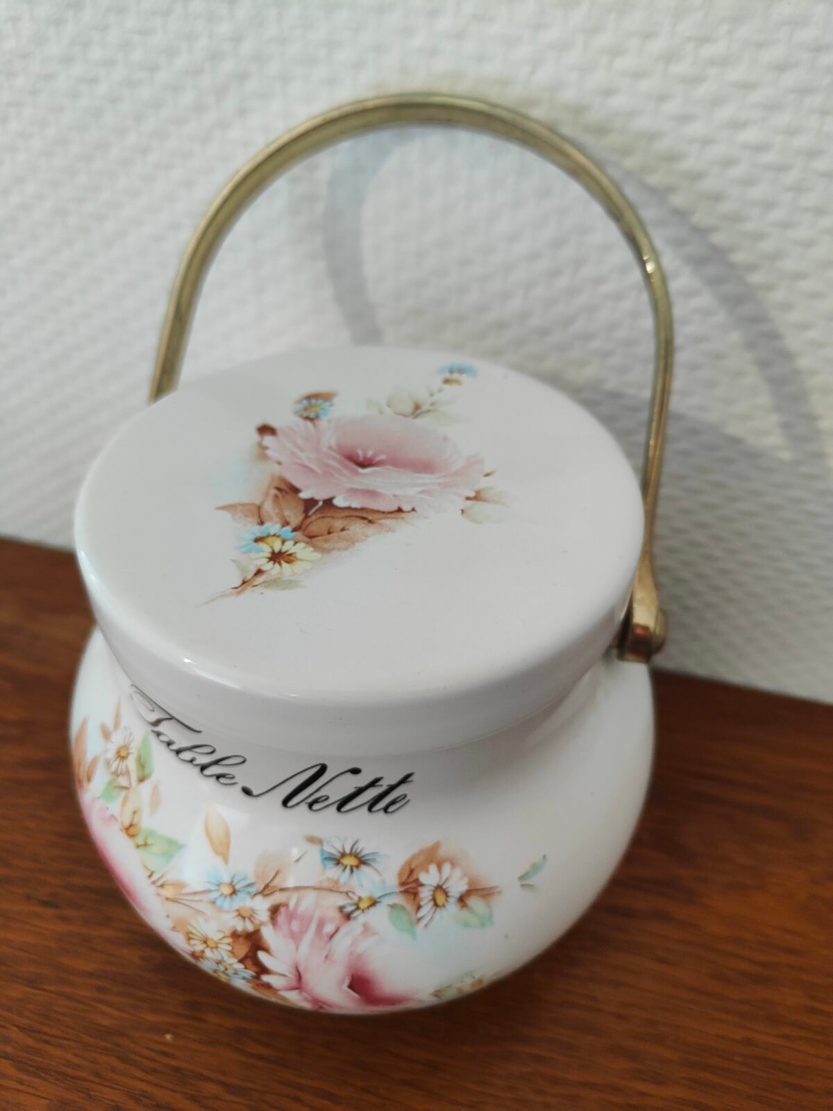 poubelle table occasion anse métal doré vintage