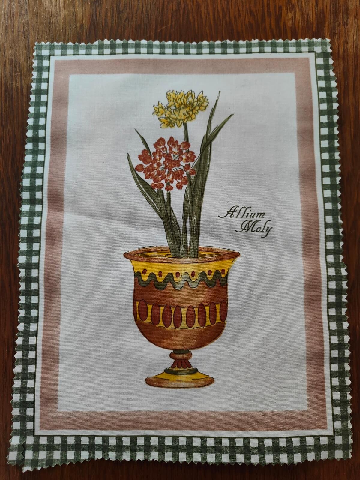 panneau tissu imprimé Allium Moly vintage occasion motif botanique