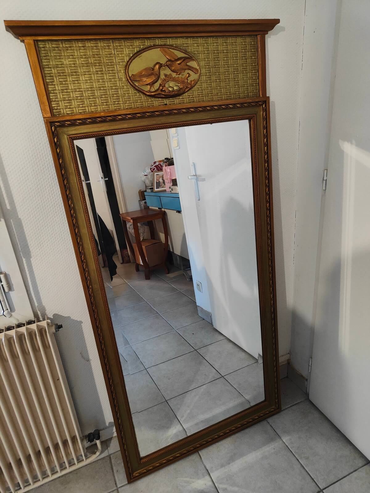 trumeau ancien bois sculpté miroir biseauté occasion vintage