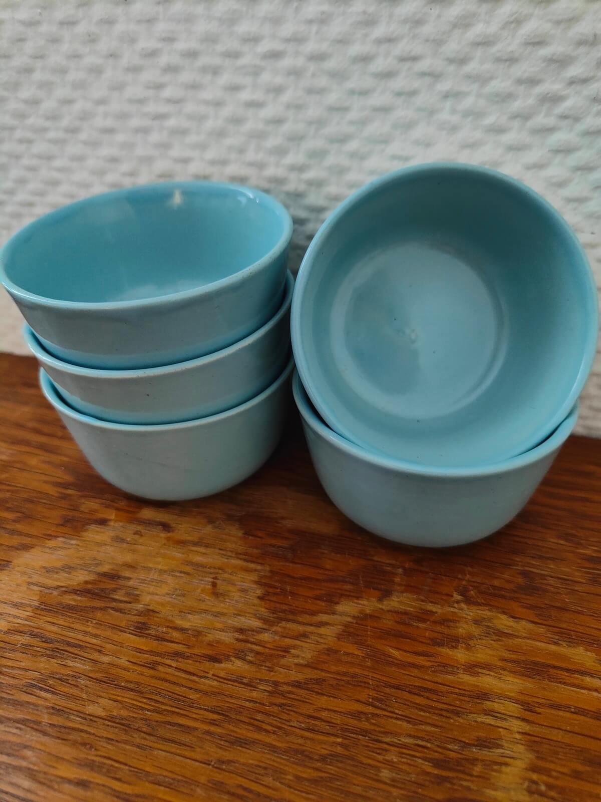 Lot de 5 coupelles Longchamp en céramique bleu pastel