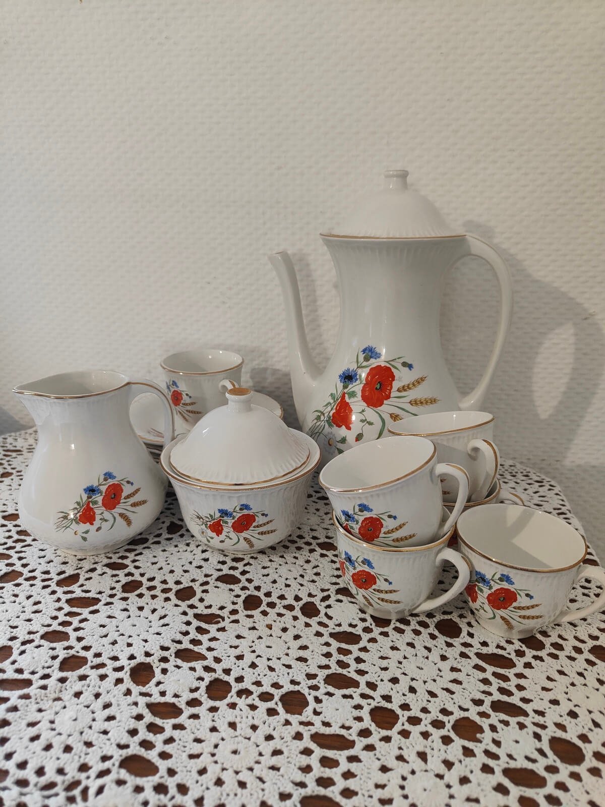 Service à café et thé Digoin Sarreguemines Rapsodie vintage 15 pièces