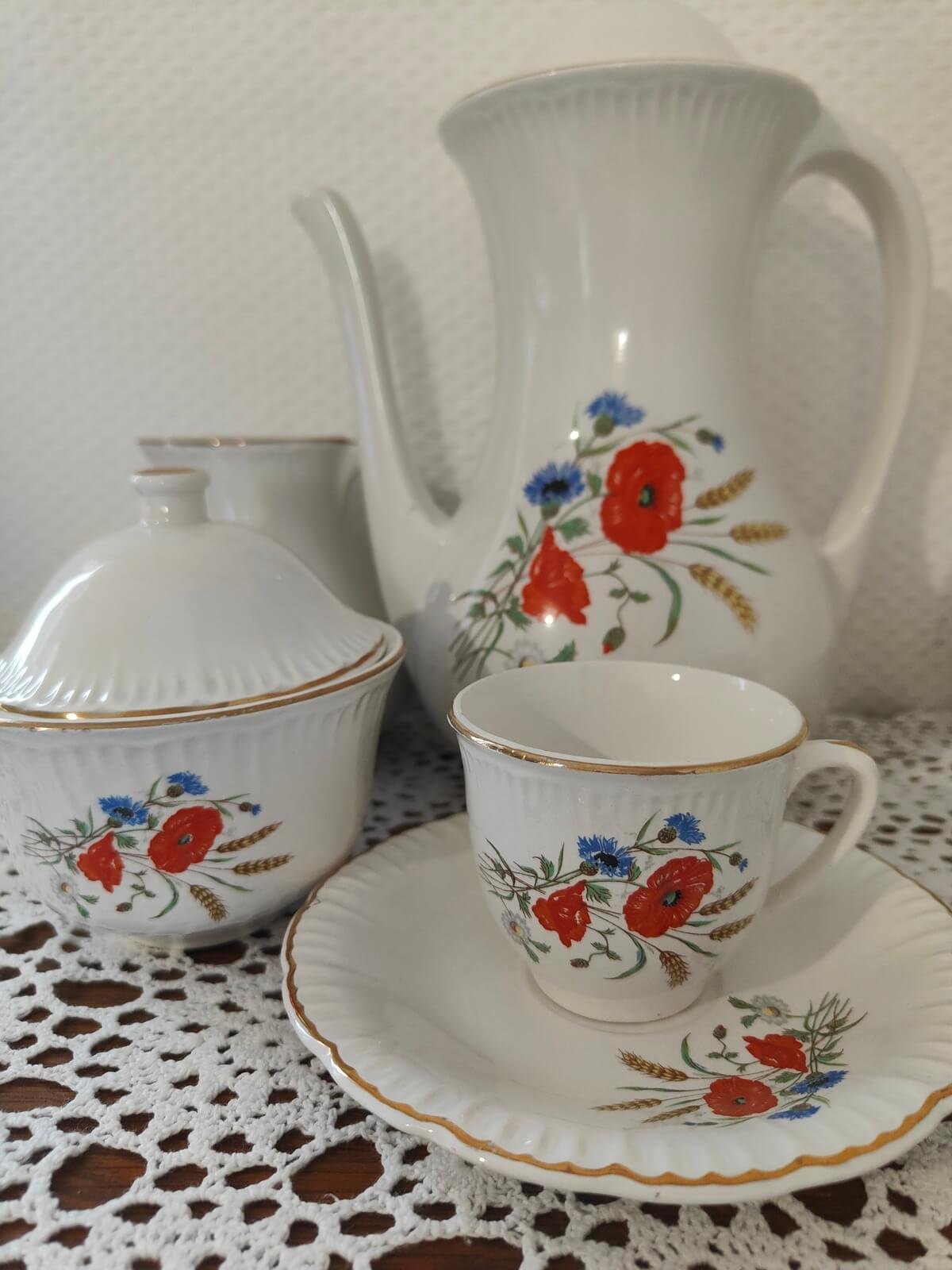 Sucrier et pot à lait Digoin Sarreguemines Rapsodie vintage
