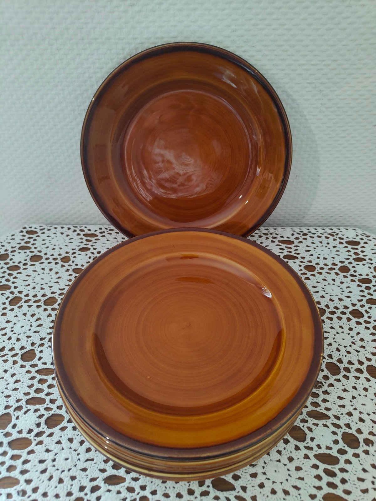 Lot de 6 assiettes plates St Clément vintage en céramique 24 cm