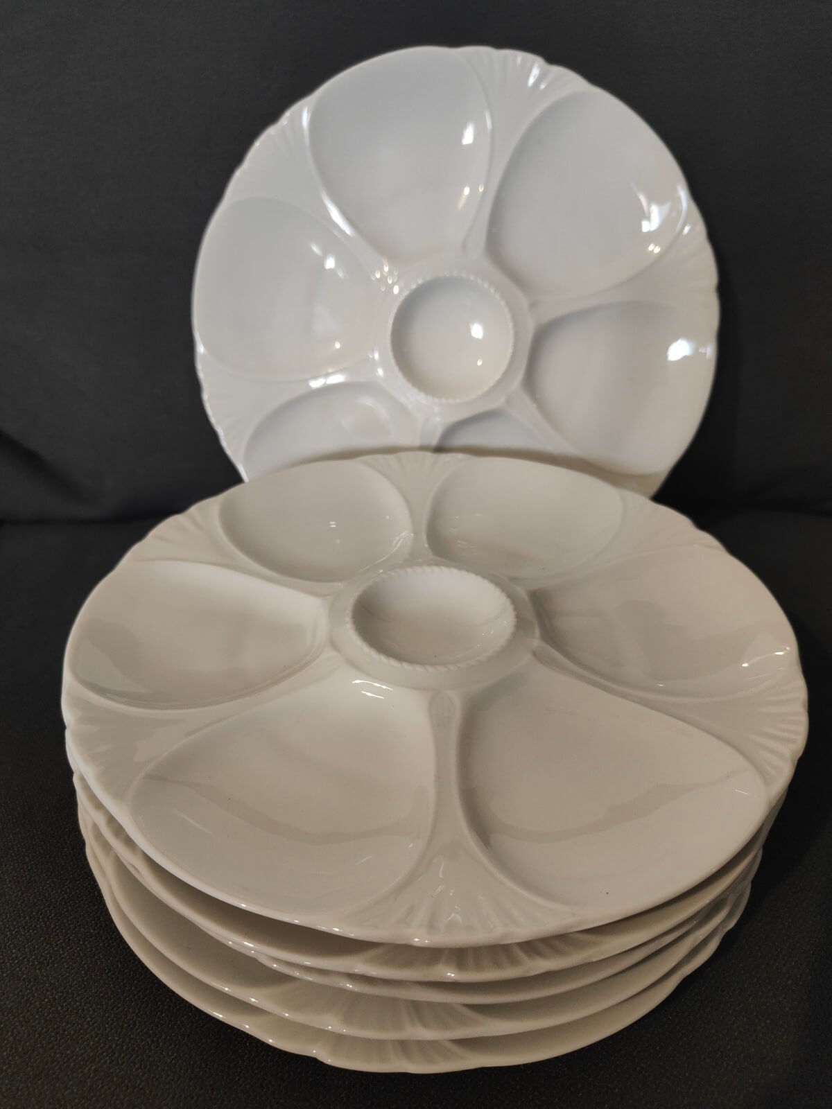 6 assiettes à huîtres Tharaud en porcelaine de Limoges occasion