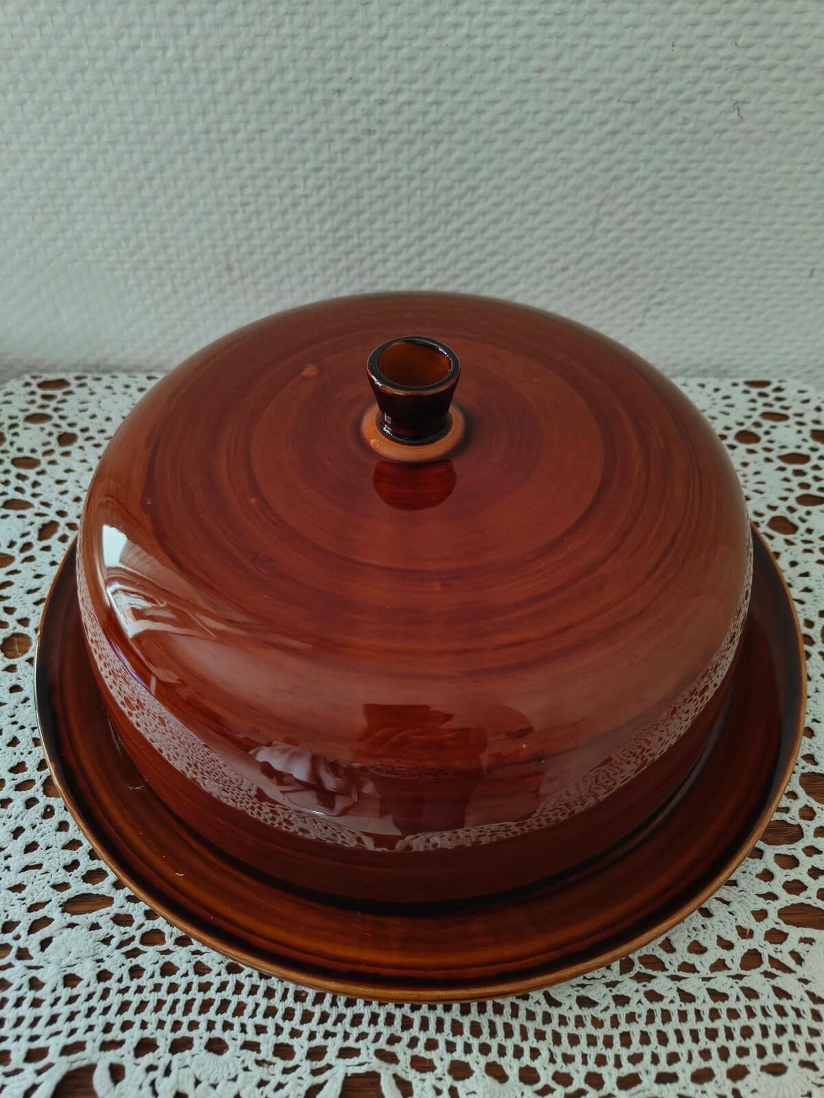 Plateau à fromage St Clément vintage avec cloche en céramique